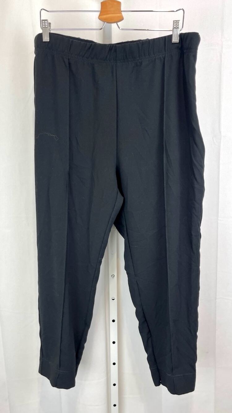 ANTHROPOLOGIE Pintuck Pleat Ankle Pants Flat Front Side Zip Knit Black 2X Plus